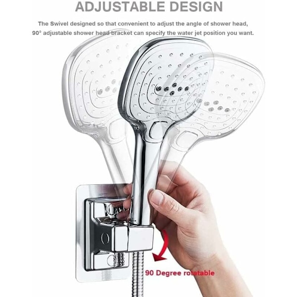 Duschmunstyckeshållare, 360° Justerbar Vinkel Duschfäste, Solid ABS Duschhållare, Ingen Borrning, Universell Väggmontering, Plast