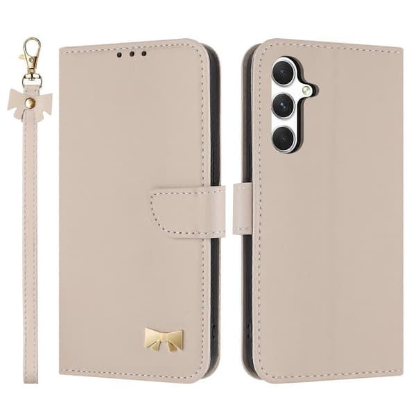 Mobilskal i läder med metallrosett och handledsrem For Samsung Galaxy A34 5G