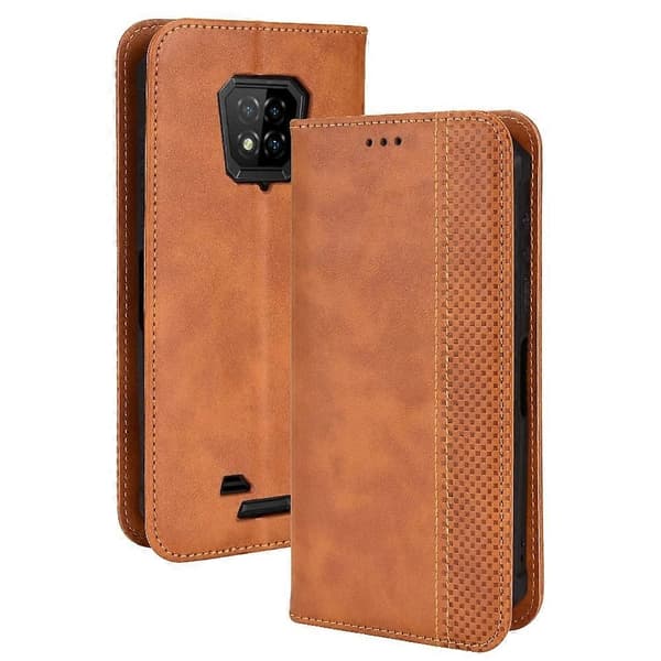 Kompatibel med Ulefone Armor 8 Magnetisk Spenne Retro Tekstur Lær Telefonveske Brown