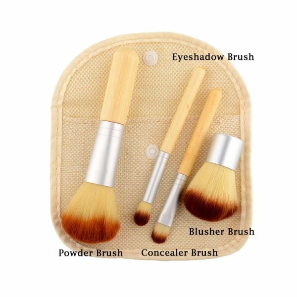 IC 4 st/set Naturlig bambu sminkborste