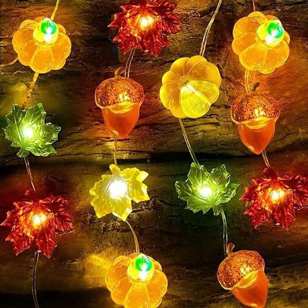 LED-koppartrådsljus för skördefest 3D pumpa ekollon lönnlöv ljusslinga MJ51 Tacksägelsekoppartrådsljus 3D Acorn 5m 50 lights always on USB model