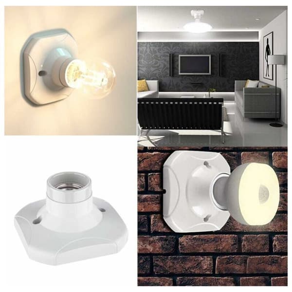 2-pack E27 LED-glödlampssockel, E27 keramisk sockel och plastbas, E27 väggsockel, vit E27-sockel med ring för entré/tak/balkongbelysning