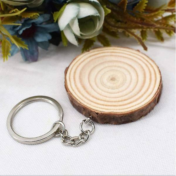 20-pack ofärdiga träskivor nyckelring tom handmålad trä nyckelring julhänge Diy Wo