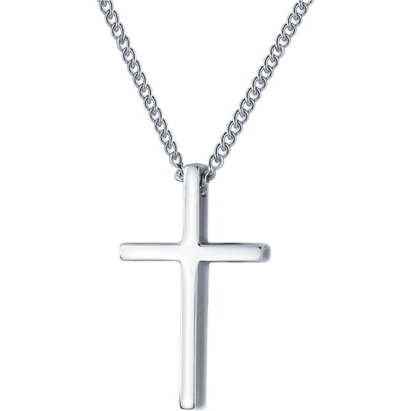 925 Sterling Silver Korshänge Halsband för Män Kvinnor Kristna Smycken Kors Halsband 15,7 Tum