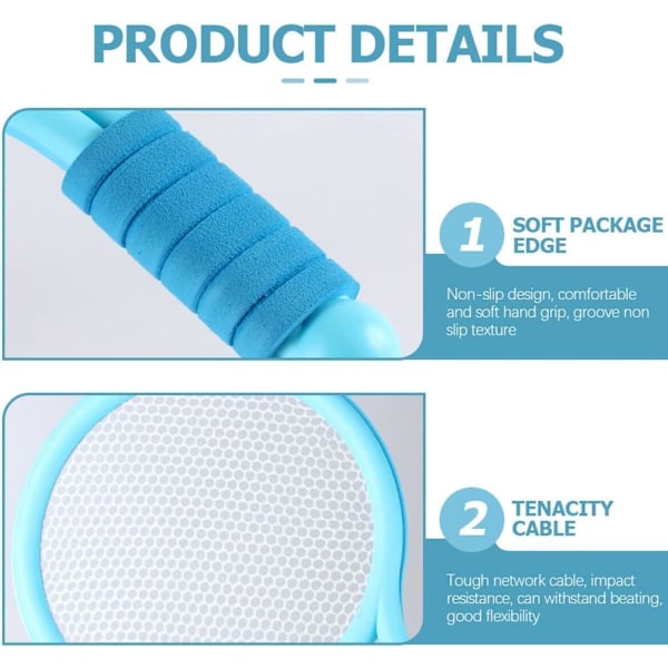 Lasten tennismailasetti, lasten sulkapallosetti, kevyt sulkapallosetti, lasten tennismailat, lapsille sisä- ja ulkoilulajeihin Blue + pink-3 + 3
