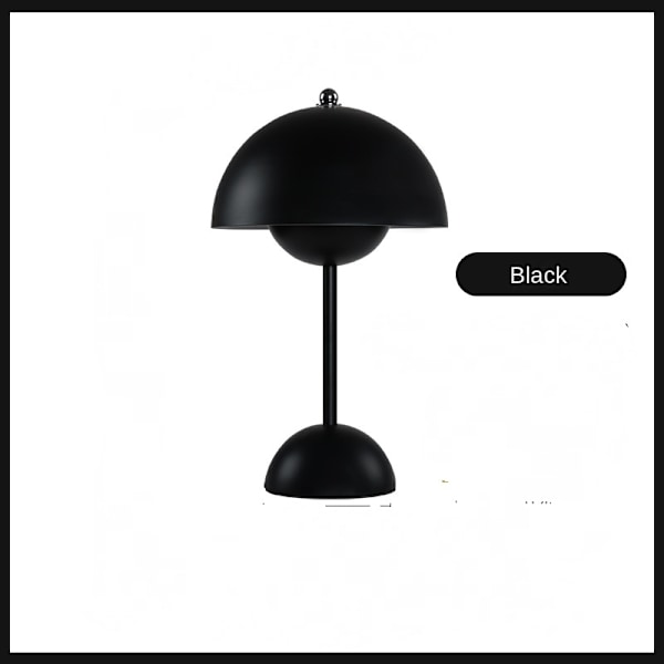 Nordisk dansk blomsterknopp bordlampe, bryllupsrom, soverom, skrivebordsdekorasjon, lampe, nattbordslampe (oppladbar) Svart