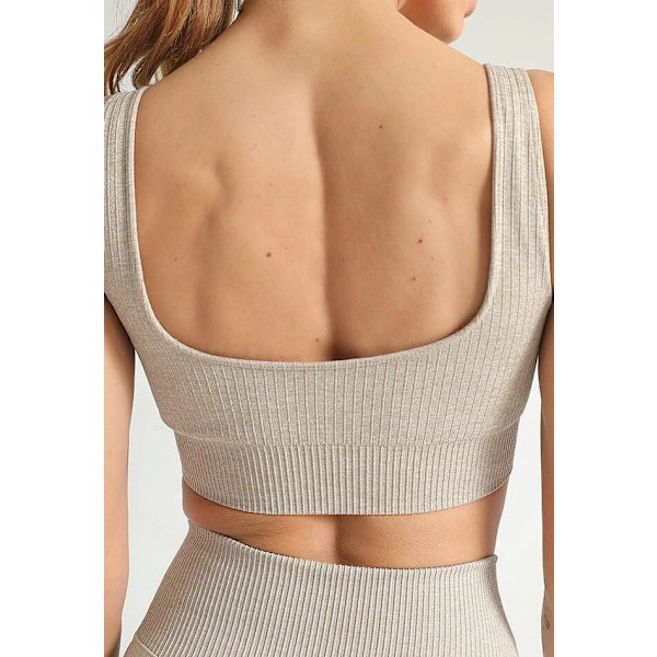 Khaki Seamless Ribbed Sports Bra Khaki L l