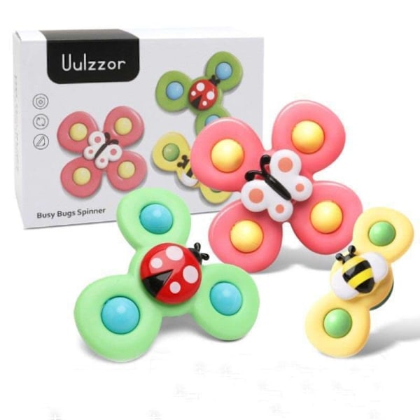 3 st Baby Sugkopps Snurrleksaker Fidget Spinner Badleksaker Multicolor multifärg