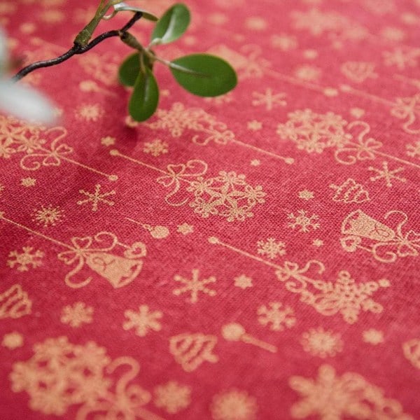 IC Snöflingor Mönster Juldukar Bomull Linne Jul- och tryck för festbankett Kök Matsal (röd, 55x102 tum)