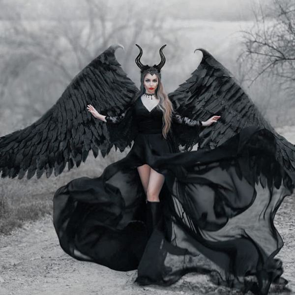 Justerbar Gothic Horn Pandebånd og Blonder Hals Wicked Witch Kostume Cosplay Tilbehør til Kvinder-1