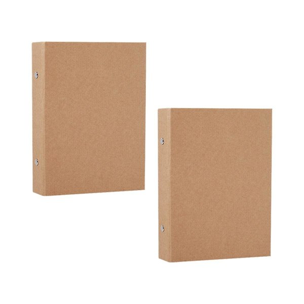 2 stk A5 påfyllbar ringperm, A5 kraftpapirperm med 2 ringer for å legge til løse ark, A5 kraftpapirmapper
