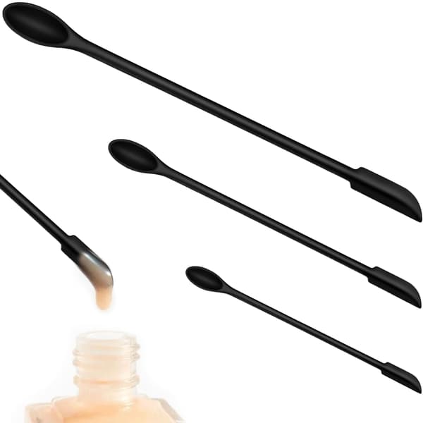 3-pack mini silikonspatel skrapaset, flexibla smala verktyg för sminkburkar och flaskor (svart) Black three-piece set
