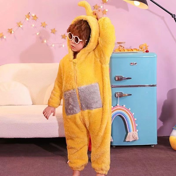 Teletubbies børnepyjamas vinter koral fleece plus fløjl MJ51 tykk søde tegneserie jumpsuit Yellow Labrador 120cm