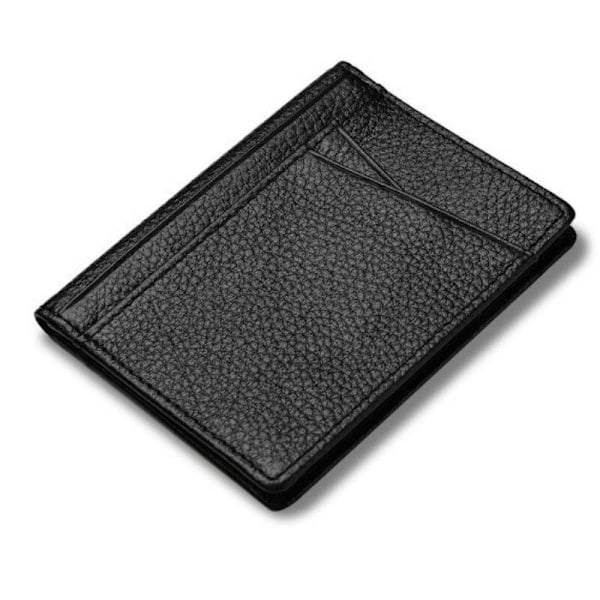 Elegant Korthållare i Äkta Läder: Säker, Stilren & Praktisk Black Svart