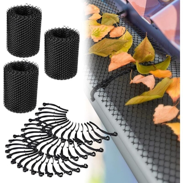 Takrännenät, 6 m Långt, Plast, Lövskydd, 15 cm Brett, Praktiskt, Svart Vuxen Unisex, 1 Styck