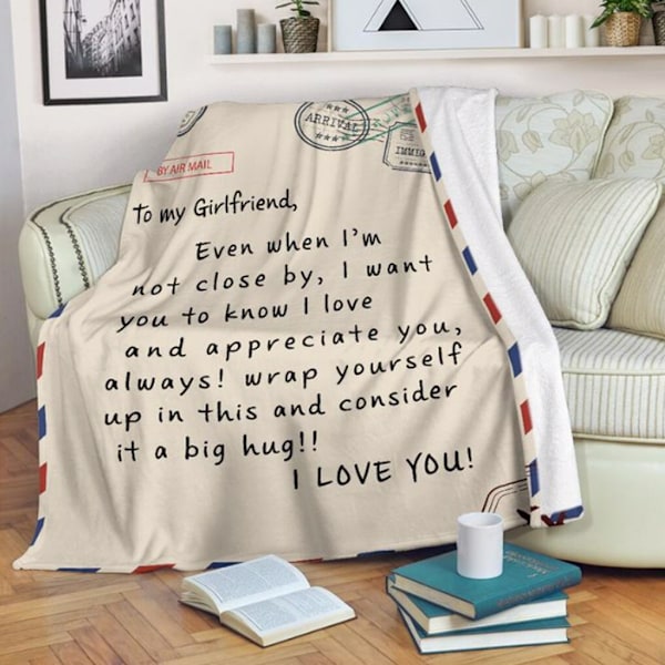 Amazon kuvertfilt nu tillverkad i tysk familjebrev korallfleece flanell meddelandebrev omslagsfilt tryck For Wife 130*150CM