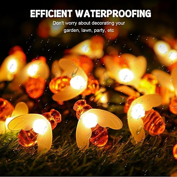 7m 50 LED:n aurinkoketjuvalot ulkokäyttöön, 8 tilaa, vedenpitävät, auton valoketjut kesäpuutarhaan, puuhun, terassille, häihin ja juhliin. bin