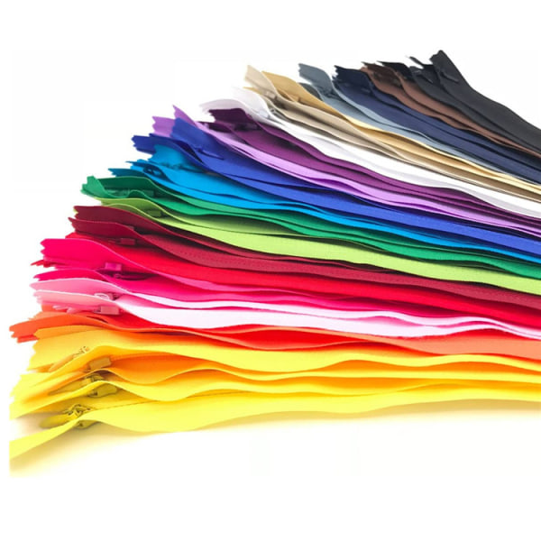 50 stk. 25 cm usynlige flerfarvede nylon lynlåse til syning