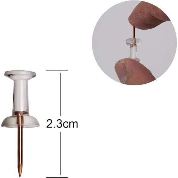 100 stk. klare plastikk hodepinner, rosegull pushpins, vegg pushpins, korktavle pushpins, I-formet pinne for oppslagstavle, markør