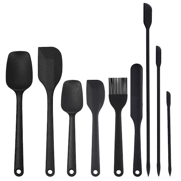 Xuanjun nyt silikone-sæt serie sæt grillbørste smørskraber temperaturresistent og tåler opvaskemaskine Black 9-piece set