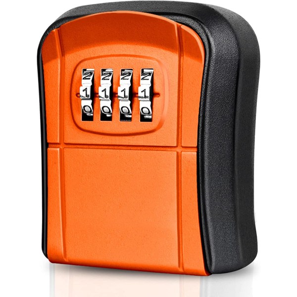 Väggmonterad mininyckelskåp, återställbar 4-siffrig kod, orange