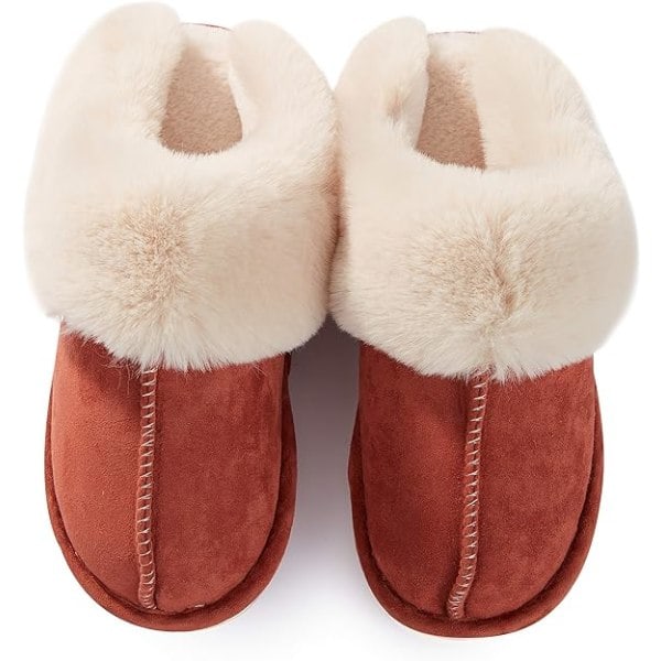 IC Naisten Tossut Memory Foam Pehmeät Lämpimät Slip On Kotitossut, Liukumaton Muhkea Sisä- ja Ulkokäyttöön (Koko: Suuri)