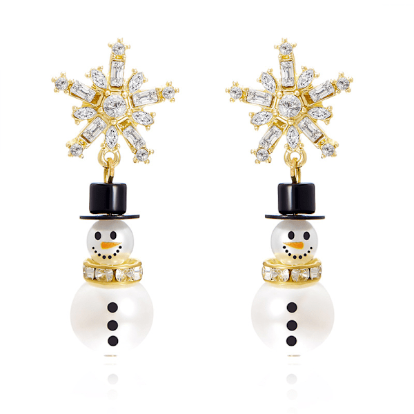 Joulukorvakorut muodikkaat kaikkiin tyyleihin Eurooppalainen ja amerikkalainen uusi joulutimantti lumihiutale helmi hattu lumimies korvakorut naisille MJ51 Snowman Earrings