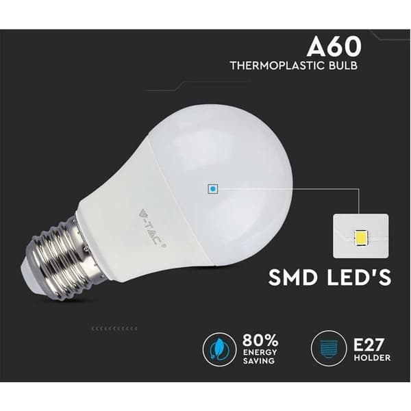 10-pack E27 9W A60 LED-lampor - Varmvitt ljus 4200K - 806 Lumen