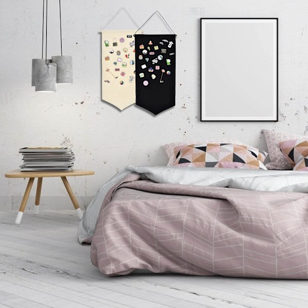 Väggmonterad Brosch Smyckesförvaringsväska Canvas Displayställ Emaljnålsdisplay Bannerhållare Örhängen Halsband (Svart+Vit)