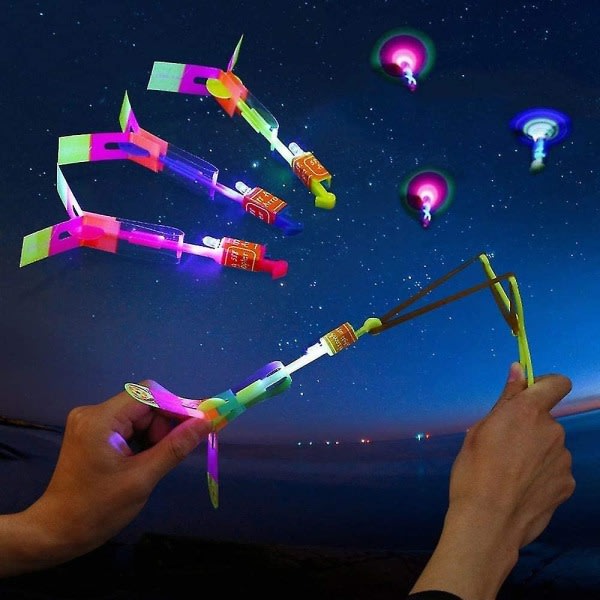 10 stycken magiska ledljus pil rakethelikopter flygande leksak