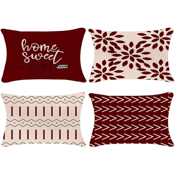 IC Lumbal Prydnadskudde Örngott 30x50 cm Set om 4, Modernt Sofföverdrag, Dekorativt Utomhus Linne Tyg Fodral för Bäddsoffa Bil 30x50cm