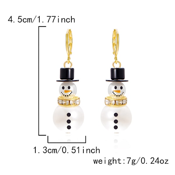 Julörhängen mode allmatch europeiska och amerikanska nya juldiamant snöflinga pärla hatt snögubbe örhängen kvinna MJ51 Snowman Earrings