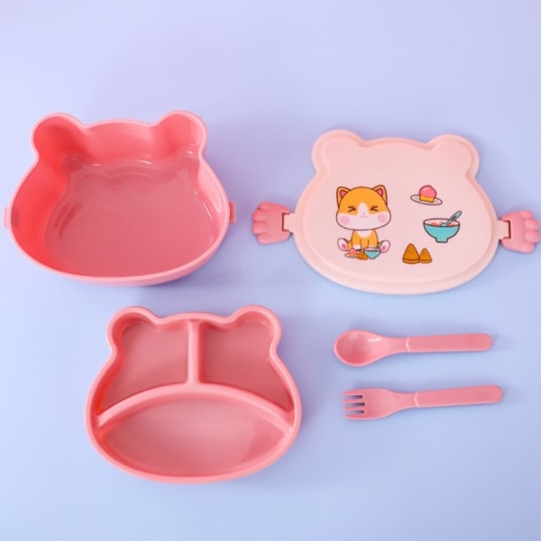 IC Skolbarn Dubbel Bento Matlåda Läcksäker Tecknad Anime Con Rosa