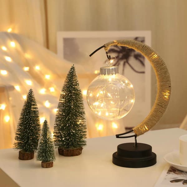 Jul Halloween Thanksgiving USB LED Månformad Lampa Vardagsrum
