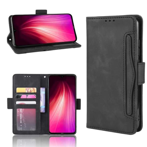 Xiaomi Redmi Note 8 Wallet Case PU Læder 6-Rums Winston V3 Svart Black