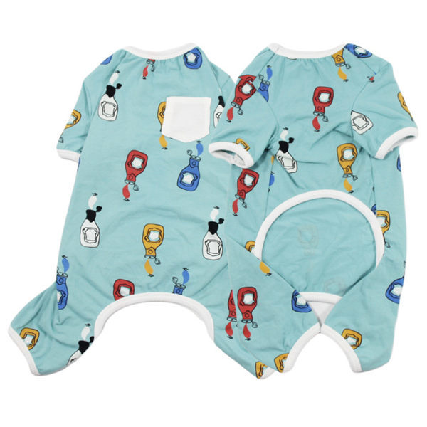 IC Hundpyjamas Randig Overall för Djur, Mjuka Hundkläder i Bomull Flaska Print XS
