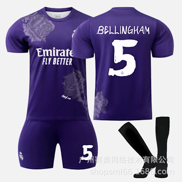 Real Madrid Y3 violetti yhteistyömallisto 5 Bellingham 7C Row Vinicius No. 10 jalkapalloasu Purple No. 5 Socks 16#