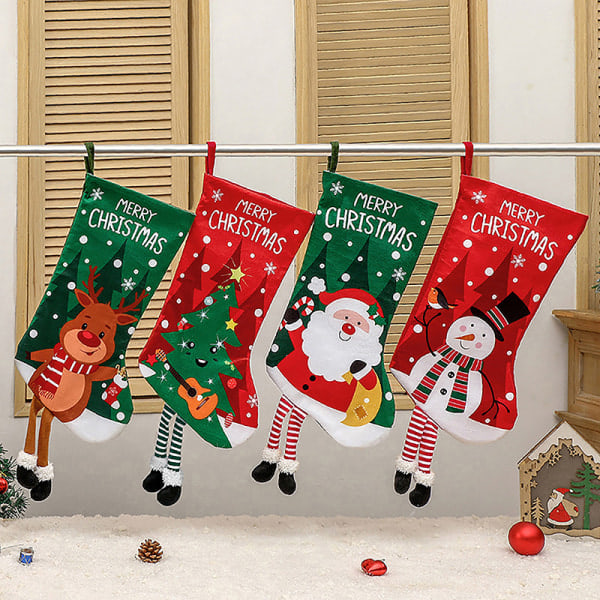IC Julstrumpa Jultomte Strumpor Stor Kapacitet Presentpåse Hängande C