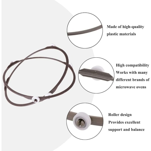 22 cm Universal Drejeskiveholder, Mikrobølgeovn Roterende Ring Drejeskive til Universal Glasholder 22 cm Diameter (Brun)