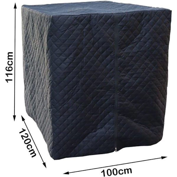 IBC Vandtank Cover 1000 L Container Cover Vandtank Regntæt med Lynlås Vindtæt Anti-UV Rivfast 120 x 100 x 116 cm (Sort)
