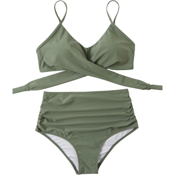 Kvinnors höga midjebandage bikini set wrap tvådelad push up S