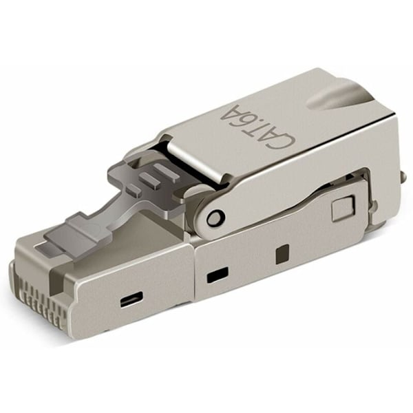 2 st Verktygsfria RJ-45 Cat6/6A Modulära Fältanslutningskontakter, Skärmad Cat6A RJ45 för 23-26AWG Installationskabel