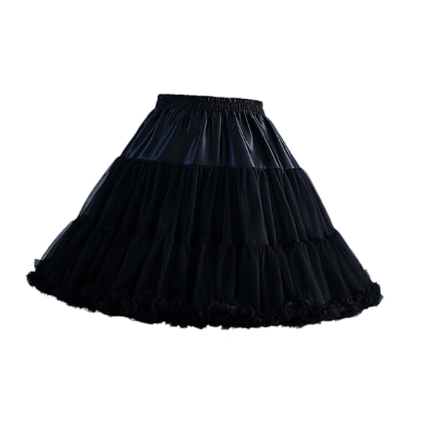 Kvinners Lagdelt Underskjørt i Tulle Chiffon Krinolineskjørt for Kjole Black 45cm