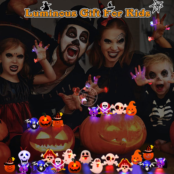 IC LED-valot Halloween Sormus Hehkuva Kurpitsa Aave Kallo Sormukset Hall Satunnainen 20kpl