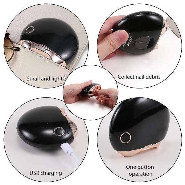 IC Sort elektrisk negleklipper Trimmer Cutter Manicureværktøj til alle aldre Venligt designet til alle mennesker