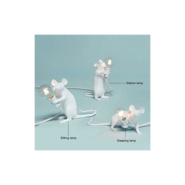 Bordlampe Museformet Resin Skrivebordslampe Sengelampe Lys Hjem Soveværelse Indretning E12 Base