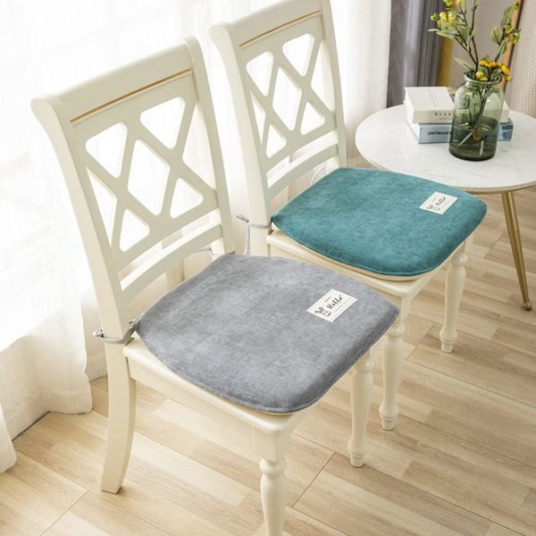 Stoldyna 2-pack med band, tvättbar köksstoldyna, halkfri, avtagbar stoldyna, minnesskumdyna (43x45x4.5cm, färg: grå)