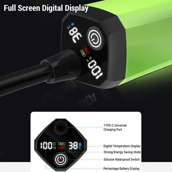 Bærbar Campingdusjpumpe Oppladbar Elektrisk Dusjpumpe med Smart Digitalt Display, 6000mAh, DUBUNS