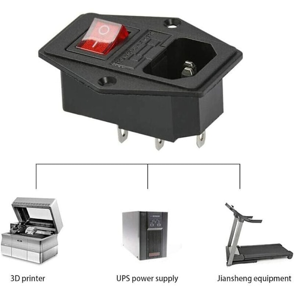 Betterlife C-14 Uppoasennettava Liitin 220-250V/10A Uppoasennettava Pistorasia Kytkimellä Audio IEC Uppoasennettava Pistorasia (3 kpl), DEBUNS:ilta