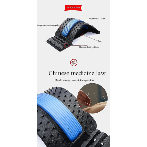 Utrustning för stretching av rygg Sängstol och massageapparat för bilrygg (svart/blå)